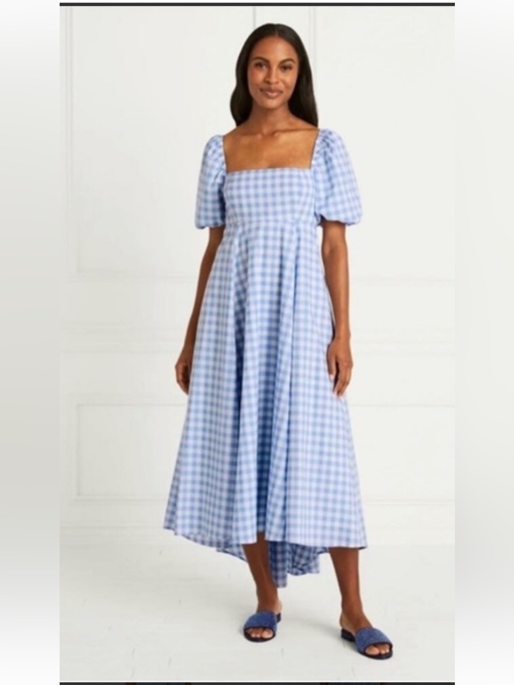 Hill House Light Blue Gingham Puff Sleeve Sundress - Matilda